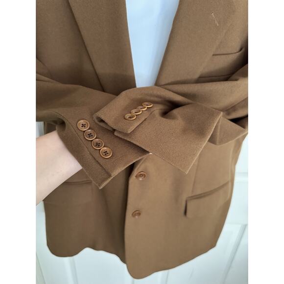 MARIO ZEGNA Lubiam Men's Tan Orange Brown Wool Cashmere Blend Blazer 58L - Picture 2 of 11